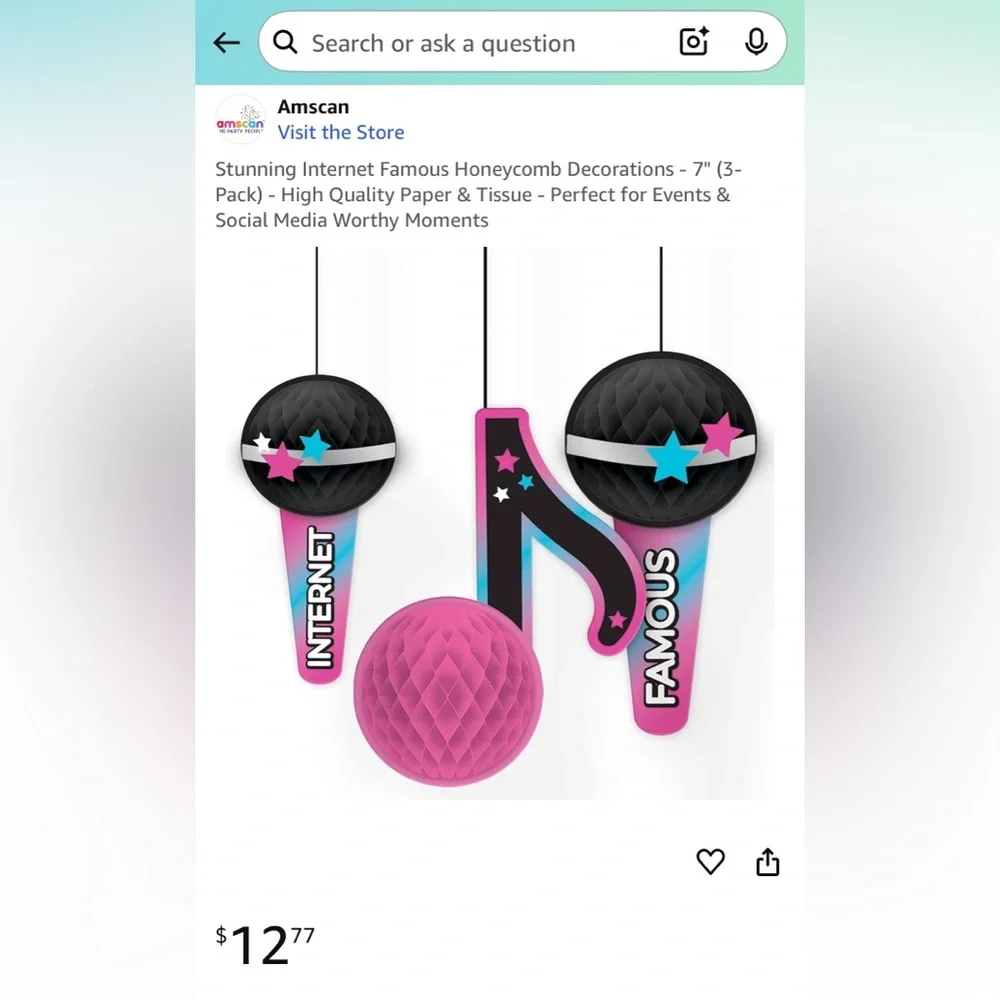 Amscan Internet Famous Hanging Decorations - Black, Pink, Blue
